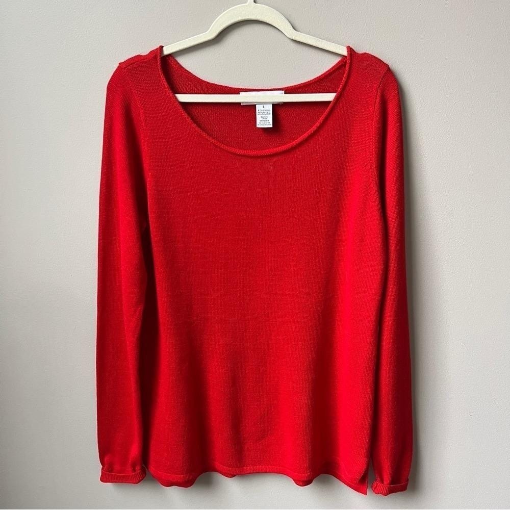 Vintage Sweater Women's Large NWOT Red Knit Preppy Nautical Beachy Coastal Top